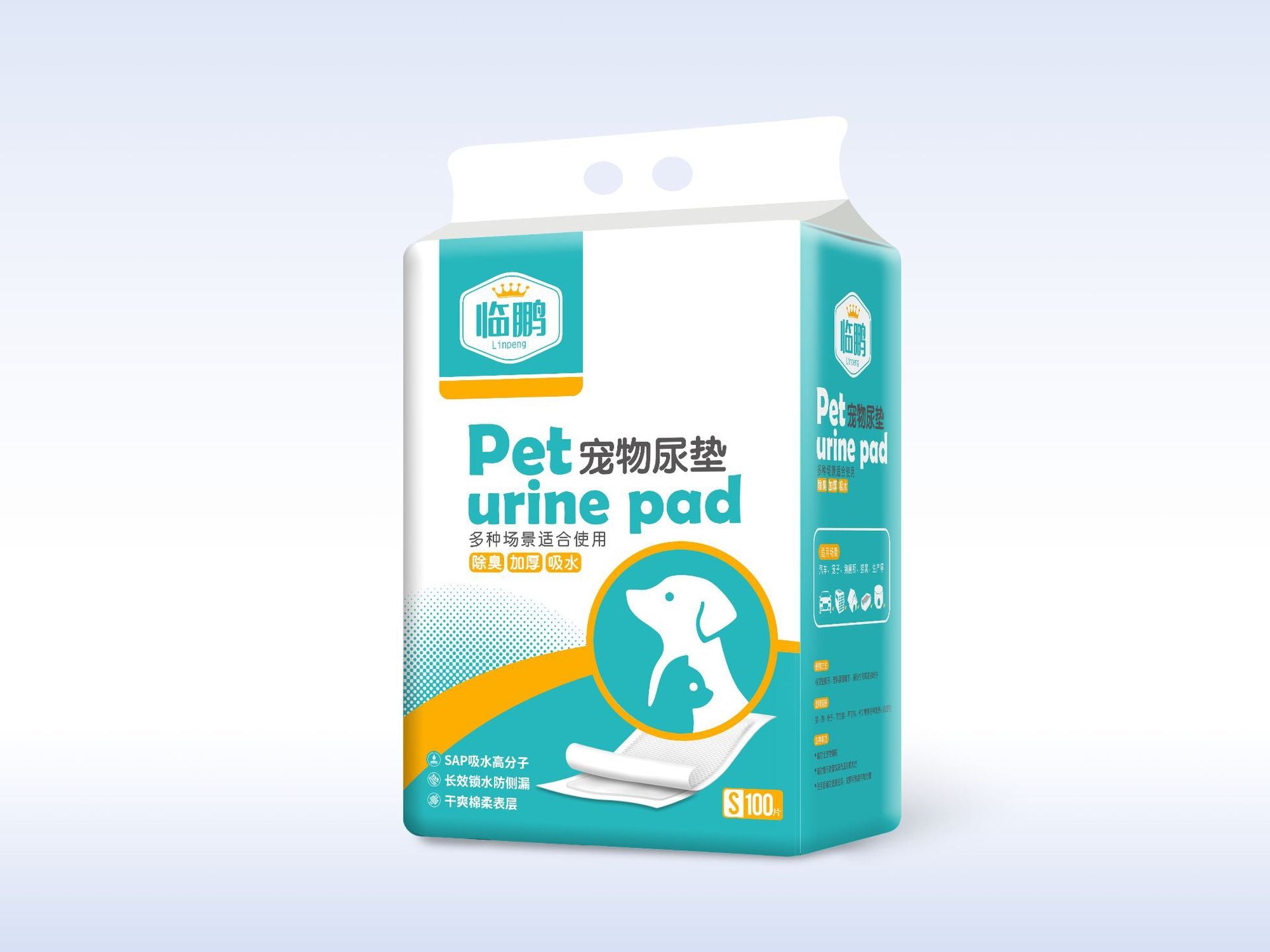 Pet urine pad, urine diaper, dog urine pad, thickened bamboo charcoal back adhesive water-absorbing disposable diaper - Image