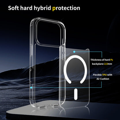 This magnetic transparent iphone16plus drop protection case is suitable for the iPhone 17promax phone case