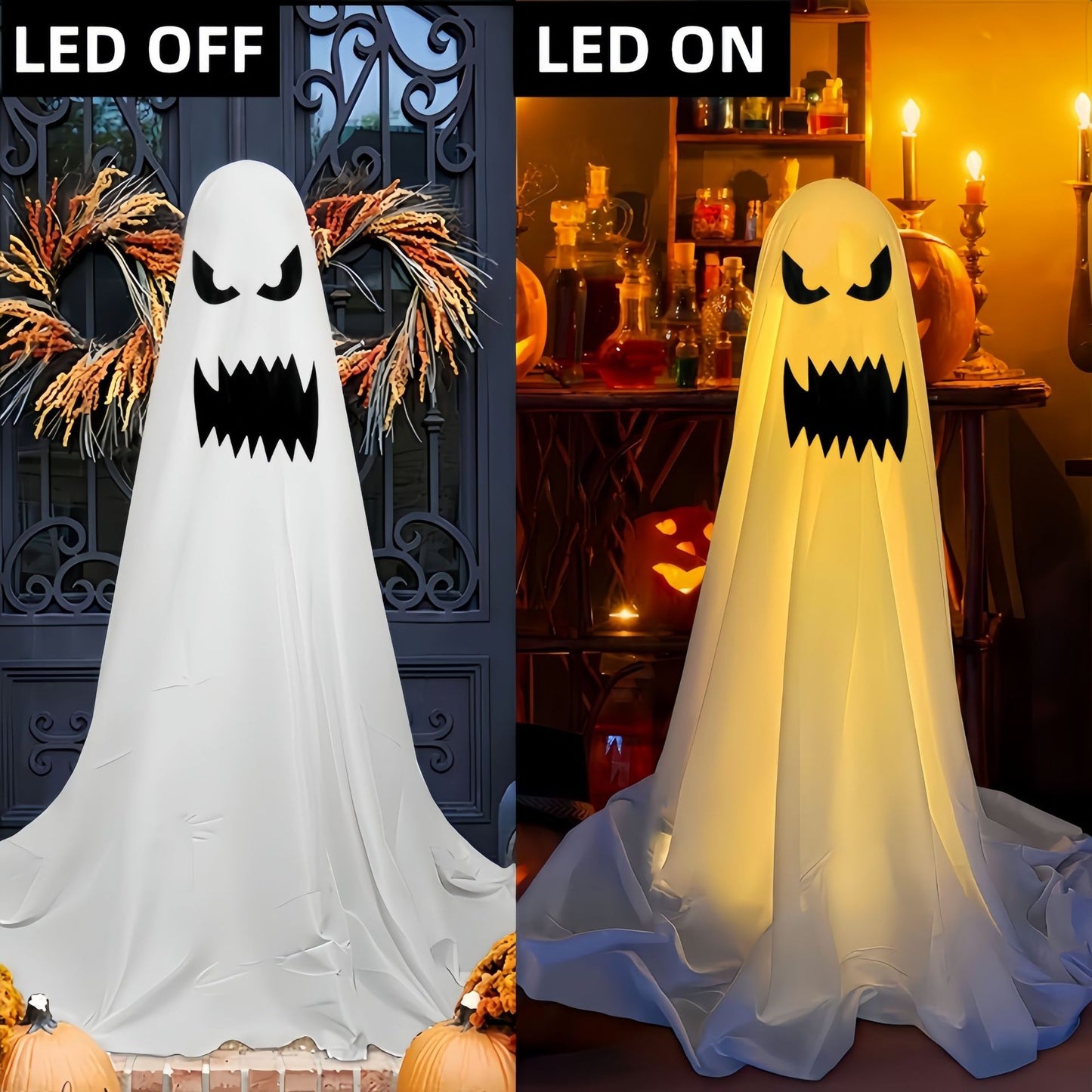 AYGXU 1 pcs Halloween Decorations Indoor,Ghost Decor with String Lights Remote Control,Halloween Party Decorations,Spooky Ghost Light for Home Table Room Kitchen Office AYGXU 1件室内万圣节装饰品，带灯串遥控器的幽灵装饰，万圣节派对装饰品，家庭餐桌室厨房办公室的幽灵幽灵灯 - 万圣节装饰品 - Zhongshan Star Trade