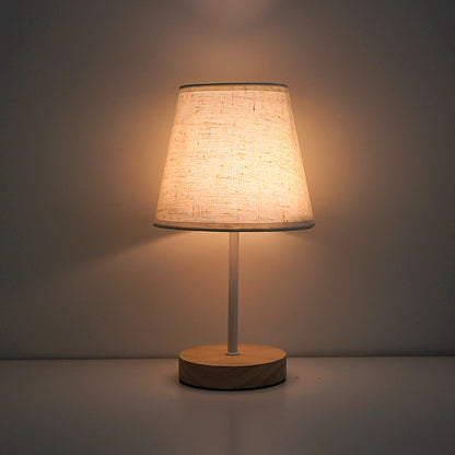 Solid wood fabric usb small table lamp, bedroom bedside lamp, study, residential dormitory led night light, creative ambient light decoration