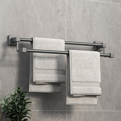 Gun gray stainless steel towel rack, towel bar, no need for drilling, single bar, bathroom, double bar, bath towel rack, bathroom rack, hotel