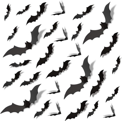 Bat Halloween decorations: Halloween bat wall decorations, bat stickers, decals, PVC 3D walls, bat horror stickers, Halloween party decorations, indoor and outdoor DIY home window and door decorations - 万圣节装饰品 - Zhongshan Star Trade