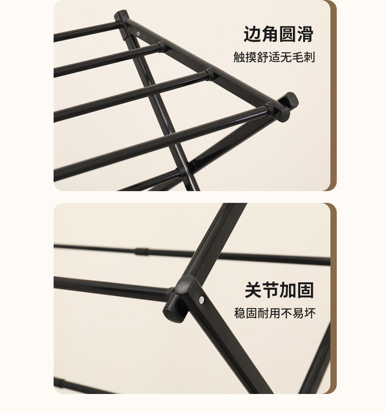 The telescopic folding clothes drying rack can be stretched wide, the telescopic towel rack is a simple floor - standing household clothes drying pole 伸缩折叠晾衣架可拉宽伸缩毛巾架落地家用简易落地晾衣杆 - 折叠式多功能晾衣架 - Zhongshan Star Trade