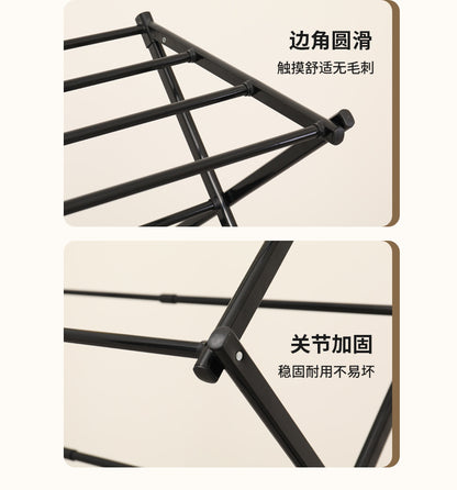 The telescopic folding clothes drying rack can be stretched wide, the telescopic towel rack is a simple floor - standing household clothes drying pole 伸缩折叠晾衣架可拉宽伸缩毛巾架落地家用简易落地晾衣杆 - 折叠式多功能晾衣架 - Zhongshan Star Trade