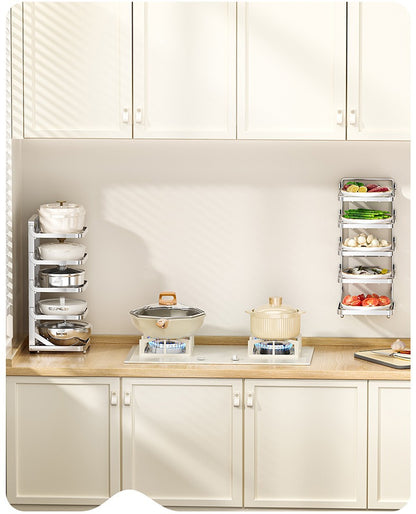 Stainless steel kitchen food preparation rack, no drilling required, wall-mounted vegetable tray, multi-layer hot pot side dish storage rack