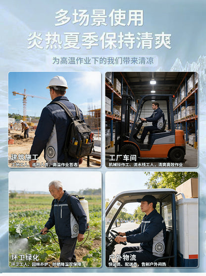 【 Side-waist fan air-conditioned Clothing 】 Summer work clothes, workshop construction site labor protection clothing, factory uniforms, heatstroke prevention and cooling fan clothing