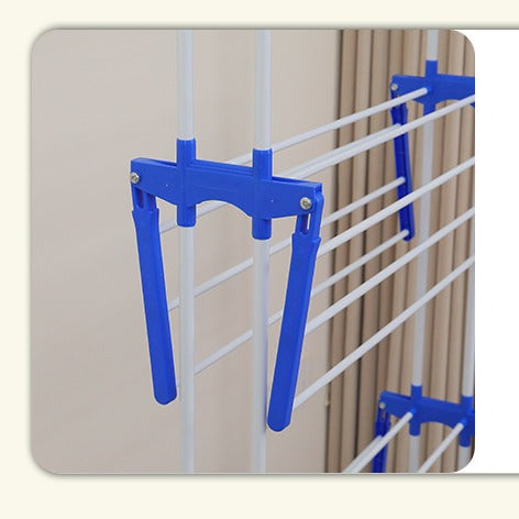 Folding clothes drying rack, clothing 4 - layer clothes rack, stainless steel laundry clothes drying rack with grey wings on both sides 晾衣架折叠晾衣架服装 4 层衣架不锈钢洗衣晾衣架带两侧翼灰色 - 折叠式多功能晾衣架 - Zhongshan Star Trade
