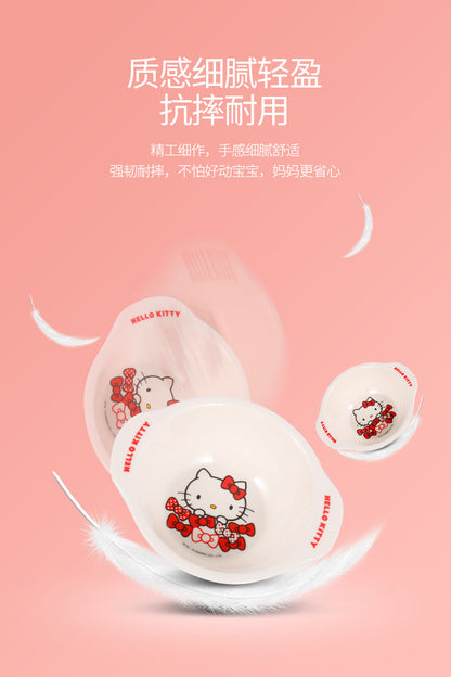 Genuine Sanrio Hello Kitty children's melamine tableware, high appearance level plates, cartoon bowls, plates, cups and tableware 正版三丽鸥凯蒂猫儿童密胺餐具高颜值餐盘卡通碗盘子杯子餐具 - 日式餐具 - Zhongshan Star Trade