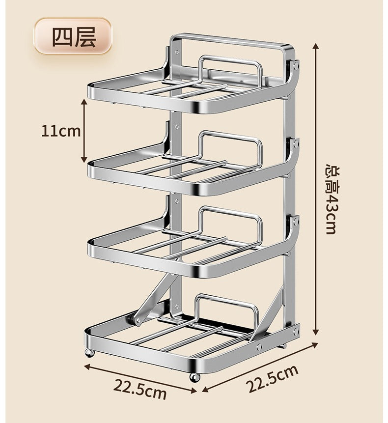 Stainless steel kitchen food preparation rack, no drilling required, wall-mounted vegetable tray, multi-layer hot pot side dish storage rack
