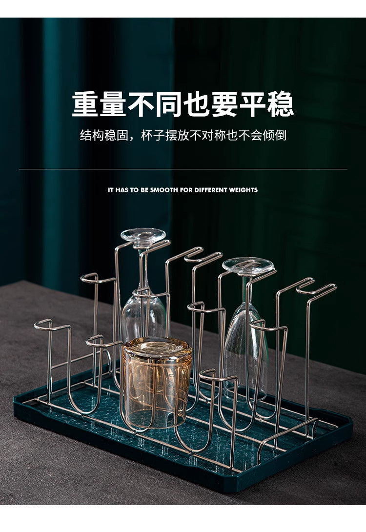 Glass cup rack, home 8-cup rack, living room upside-down 12-cup rack, draining and storage, metal juice cup rack, stainless s