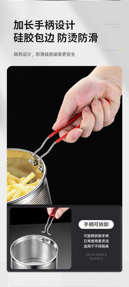 304 stainless steel frying basket frying net basket basket cooking noodles slotted spoon frying basket fryer filter steel blanching basket