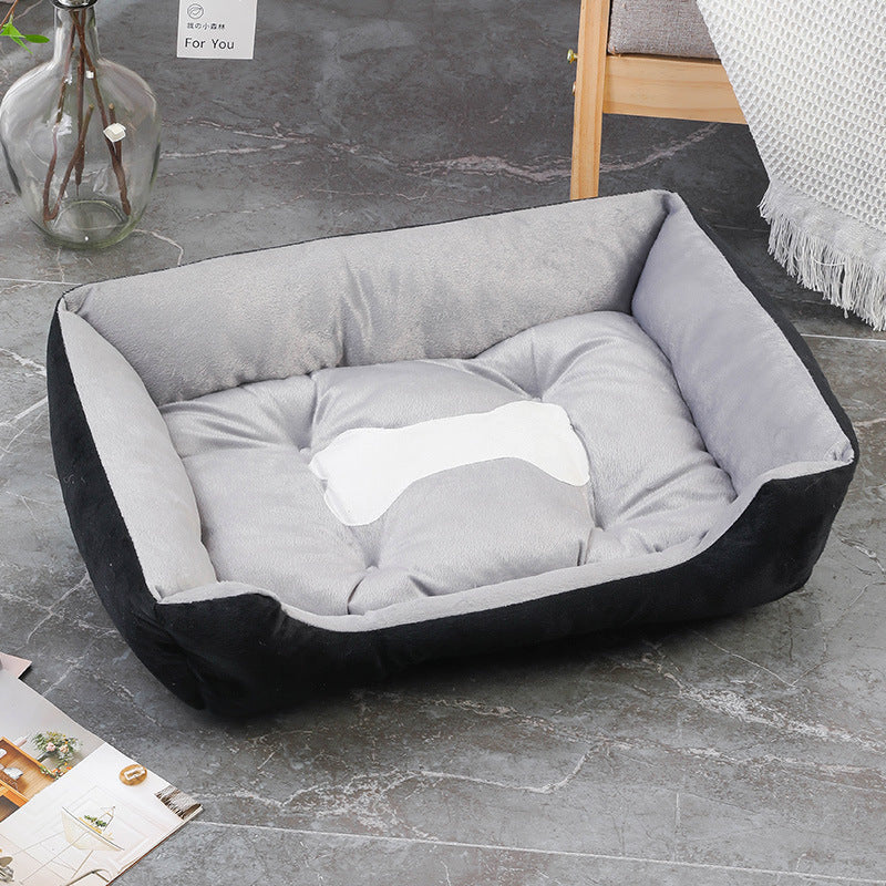 Rectangular washable orthopedic dog bed, suitable for small, medium and large dogs, soft and calm, durable pet bed for sleeping puppies, with anti - slip bottom 矩形可水洗矫形狗床，适用于小型、中型和大型犬，柔软镇静，睡眠小狗床耐用宠物抱抱器，带防滑底部 - 宠物友好型户外用品 - Zhongshan Star Trade - 黑灰色 - 90*70*15cm（70斤内 - 1200g）