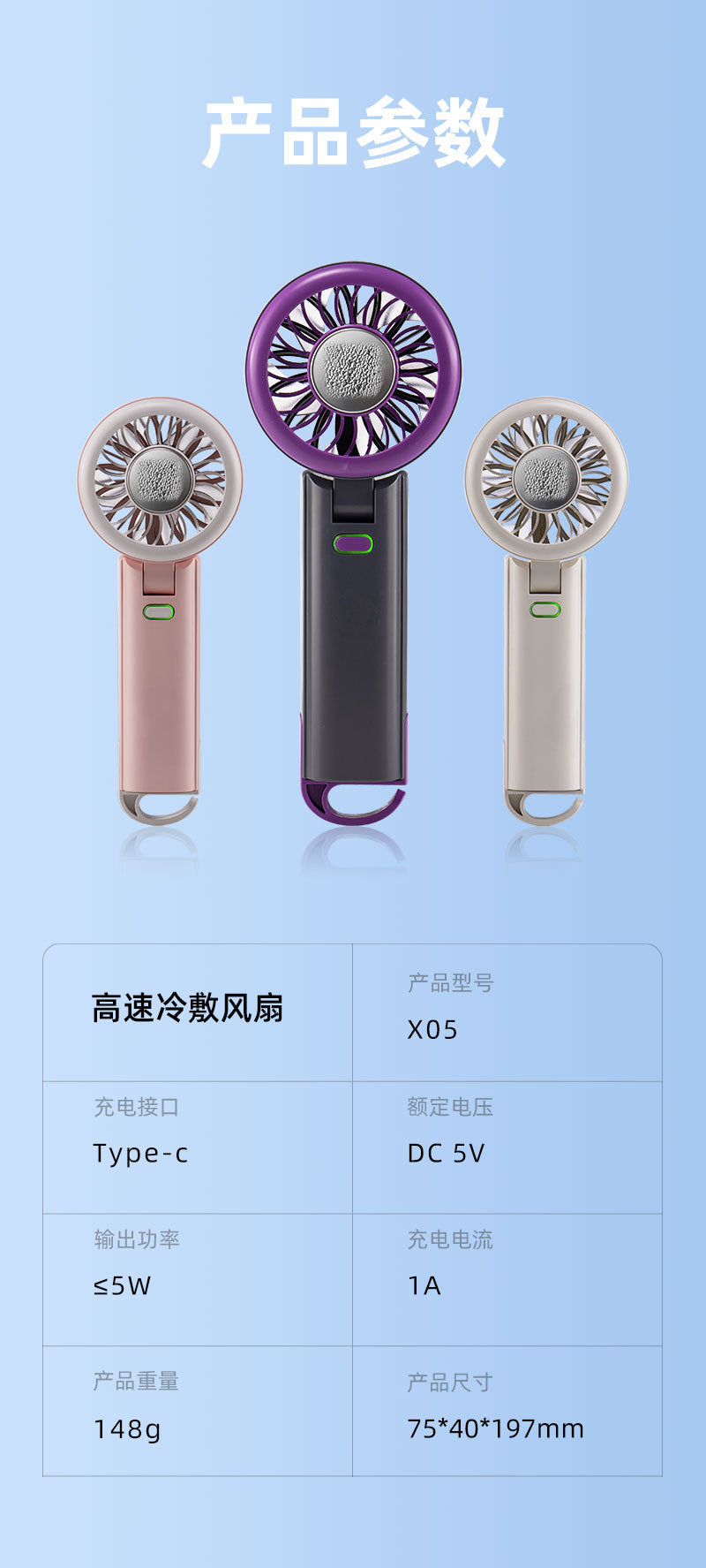 Handheld mini fan, 2025 silent, KC/PSE certified, bladeless, mini portable cooling air conditioner, semiconductor.