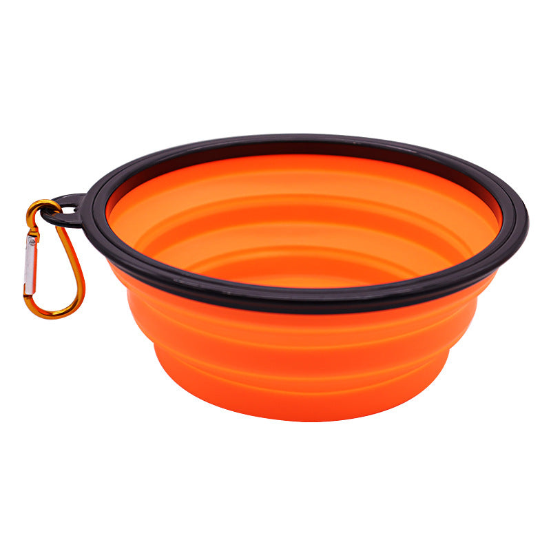 Dog bowl, pet foldable bowl, suitable for cats and dogs, portable pet feeding spray tray, suitable for walking, parking lot and travel, with climbing buckle 狗碗宠物可折叠碗，猫狗可用，便携式宠物喂食喷盘，用于步行停车场旅行，带 登山扣 - 宠物友好型户外用品 - Zhongshan Star Trade - Orange - 黑框带扣2900ml