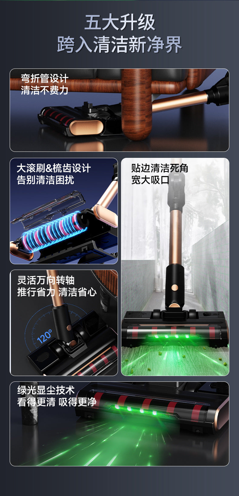 Wireless long-handled roller brush sweeping, suction and mopping all-in-one machine, 24V high suction power handheld vacuum cleaner for home carpets and floors