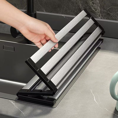 304 Stainless Steel Kitchen Sink Drain Rack, Dish and Plate Holder, Foldable and Telescopic Drain Basket - Image 3