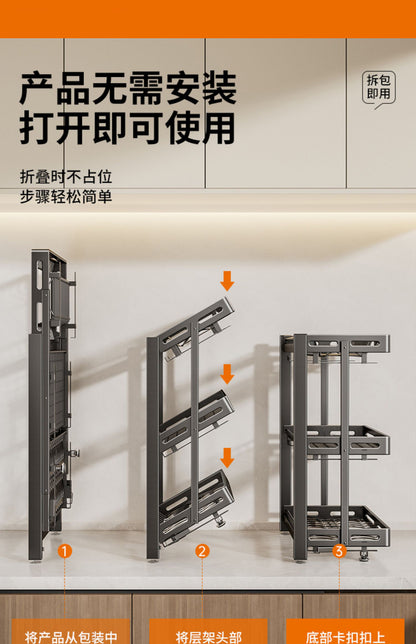 304 stainless steel folding draining dish rack, kitchen multi-functional storage stand, multi-layer dish cabinet, dish and sp