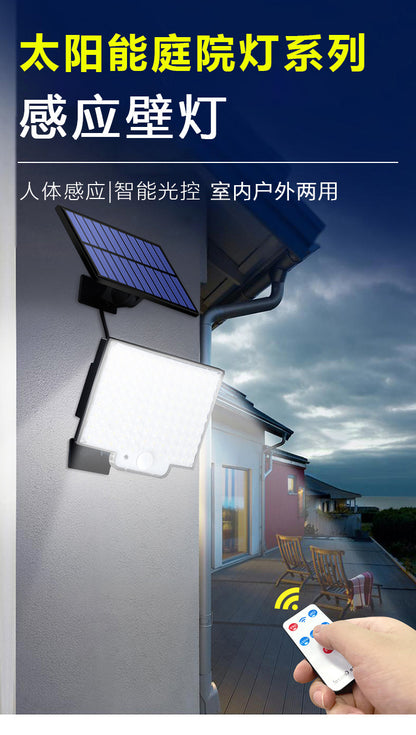 Solar outdoor light 2835LM 106 LED safety light, with remote control, IP65 waterproof, 180° wide-angle floodlight wall lamp, with 4 modes