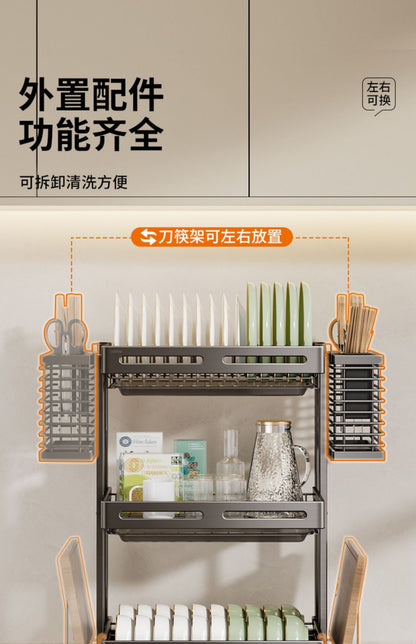 304 stainless steel folding draining dish rack, kitchen multi-functional storage stand, multi-layer dish cabinet, dish and sp