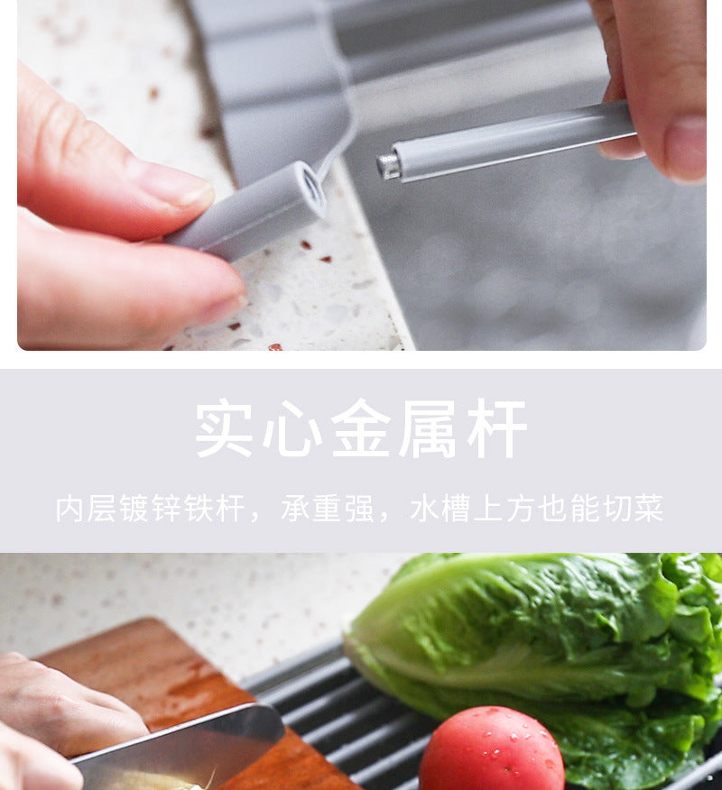 Kitchen silicone draining rack, roller shutter sink dish rack, foldable water filter rack - Image 13