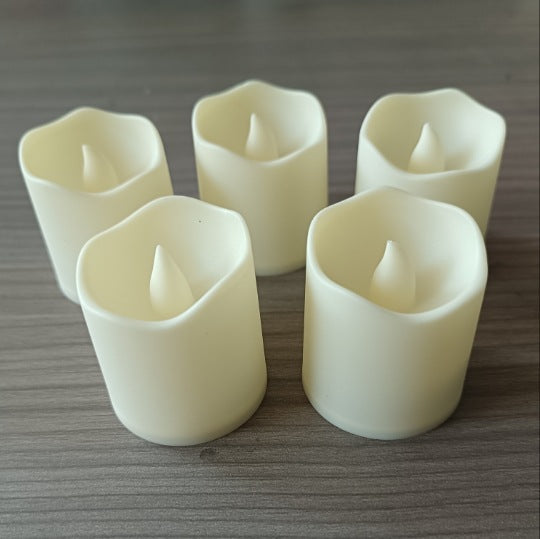 Flameless wish candles, flameless flashing electric fake candles, 24 - piece set with over 200 hours of warm white battery - powered LED tea lamps, suitable for wedding, dining table, Halloween and Christmas decorations - 万圣节装饰品 - Zhongshan Star Trade - 米色壳波浪暖白光