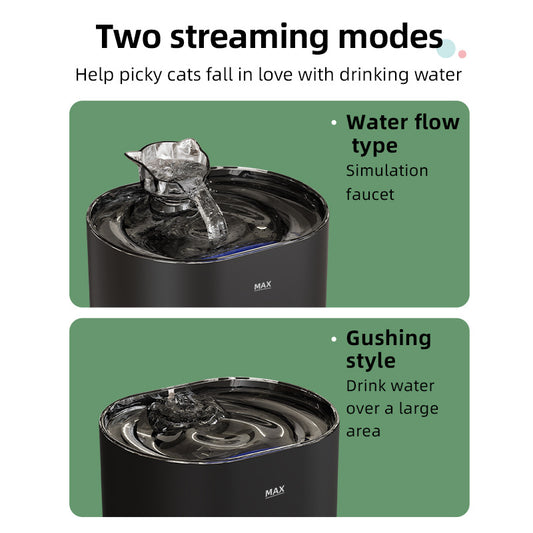 2.8 - liter automatic pet fountain dog water dispenser with replaceable filter and anti - slip foot pads, suitable for cats, dogs, and multiple pets (silver) 2.8 升自动宠物喷泉狗饮水机，带替换过滤器和防滑脚垫，适用于猫、狗、多只宠物（银色） - 宠物友好型户外用品 - Zhongshan Star Trade