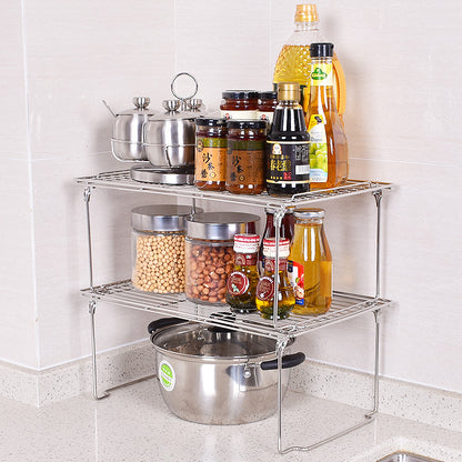 Lower sink storage rack 304 stainless steel cabinet separation storage rack cabinet pot rack freezer multi-layer storage