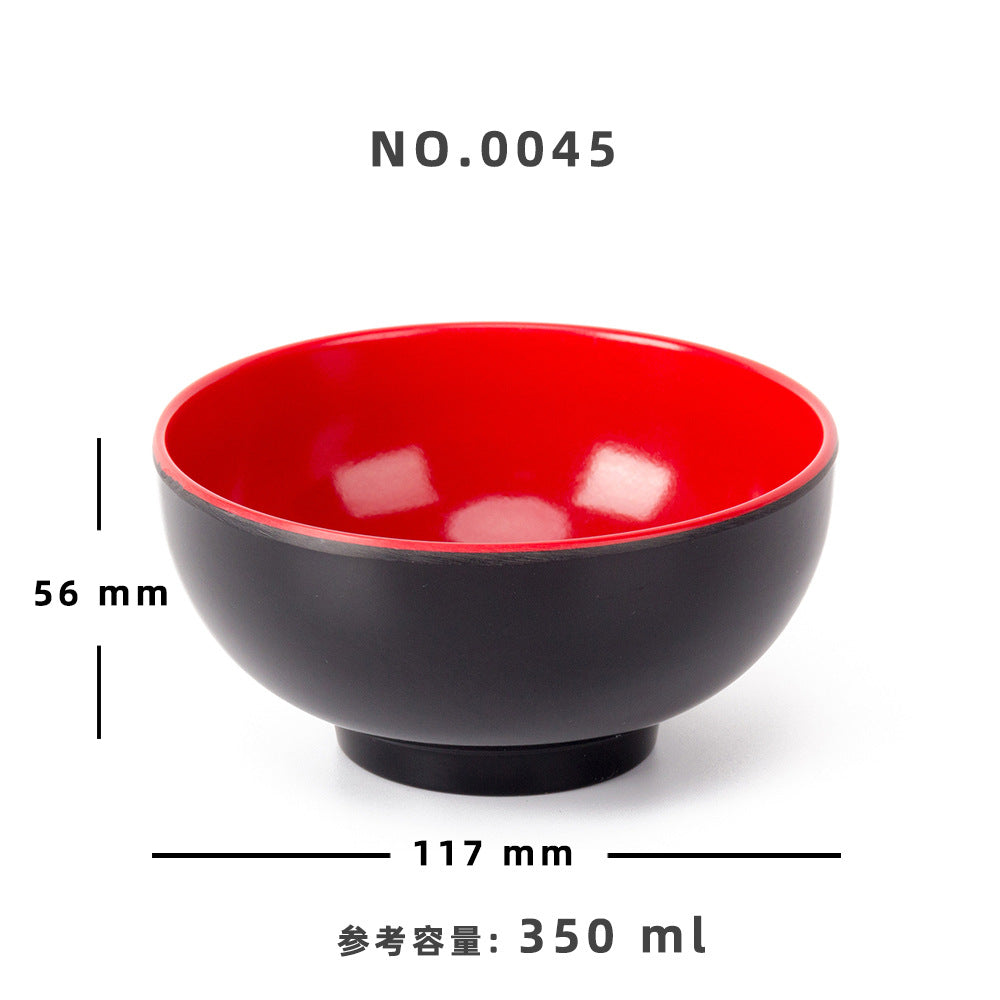 Melamine black and red plastic small bowls, restaurant hot pot seasoning bowls, dipping sauce bowls, canteen rice bowls, breakfast porridge and soup bowls 密胺黑红塑料小碗餐厅饭店火锅调料碗蘸酱碗食堂米饭碗早餐粥汤碗 - 日式餐具 - Zhongshan Star Trade - 0045 117*56mm 350ml