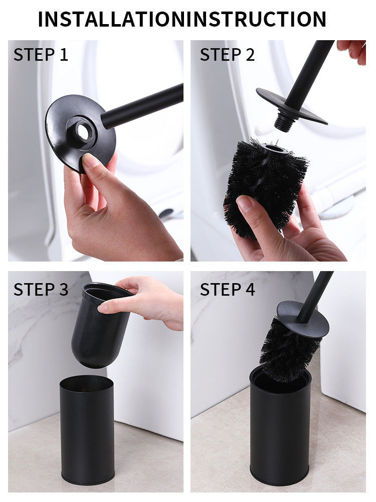 304 stainless steel toilet brush holder set, bathroom wall-mounted circular