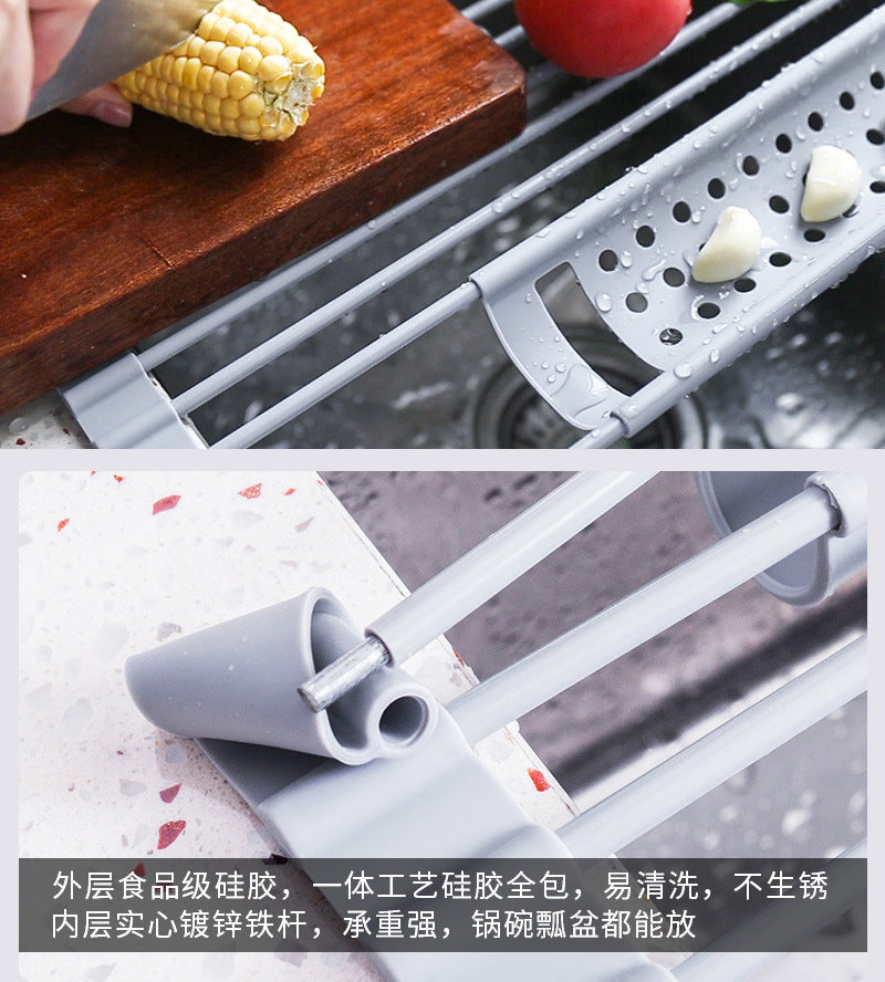 Kitchen silicone draining rack, roller shutter sink dish rack, foldable water filter rack - Image 14