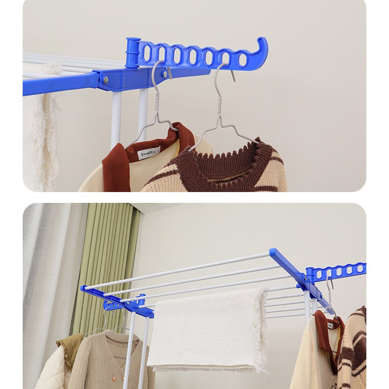 Folding clothes drying rack, clothing 4 - layer clothes rack, stainless steel laundry clothes drying rack with grey wings on both sides 晾衣架折叠晾衣架服装 4 层衣架不锈钢洗衣晾衣架带两侧翼灰色 - 折叠式多功能晾衣架 - Zhongshan Star Trade