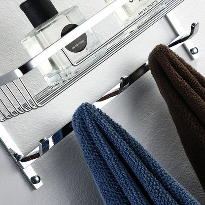 Bathroom storage rack, net basket, bath towel rack, towel rack with hooks bathroom
