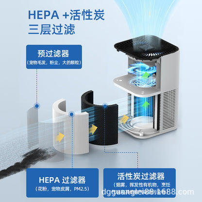 The new product can be customized as a negative ion desktop air purifier for indoor formaldehyde removal, sterilization and odor elimination