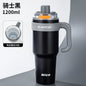 Giant large-capacity insulated ice cup, portable ceramic inner liner straw cup for men, one-click quick-opening insulated cup