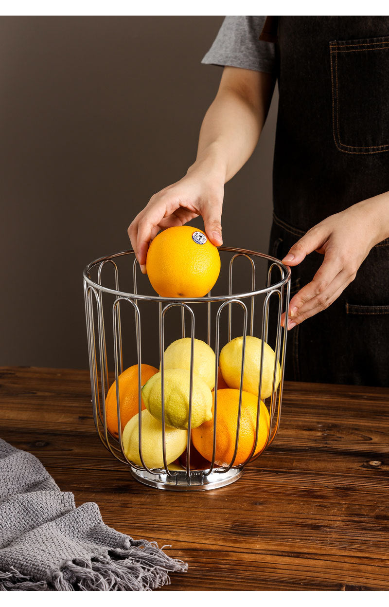 304 stainless steel fruit basket, fruit plate, fruit basket, citrus basket, home storage and decoration, round