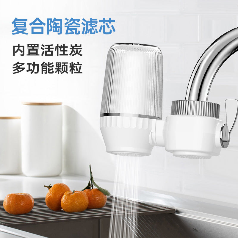 Pre-filter for kitchen faucet with anti-splash water function, made of ceramic activated carbon, for direct drinking water purification.