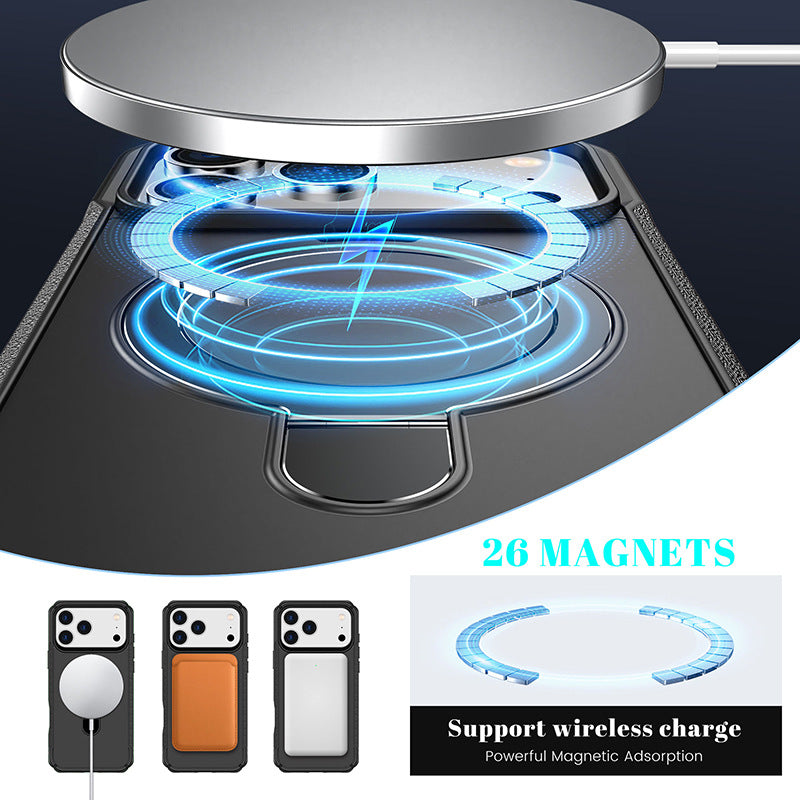 New iPhone 17 Pro Max phone case - two-in-one touchable skin-friendly Apple 16 stand with magnetic phone protection cover