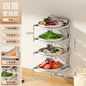 Stainless steel kitchen food preparation rack, no drilling required, wall-mounted vegetable tray, multi-layer hot pot side dish storage rack