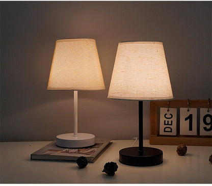 Solid wood fabric usb small table lamp, bedroom bedside lamp, study, residential dormitory led night light, creative ambient light decoration