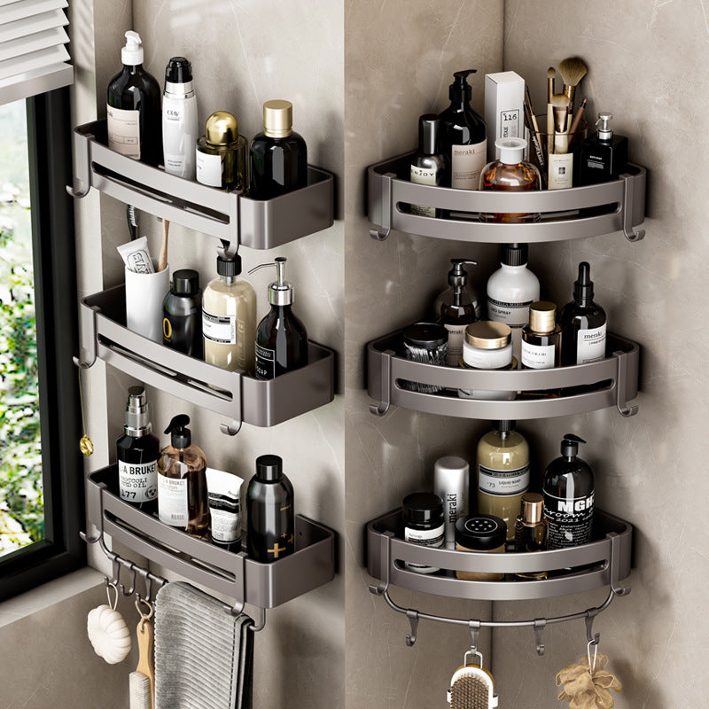 Bathroom shelf, toilet, shower room, wall-mounted triangular corner storage, no need for drilling