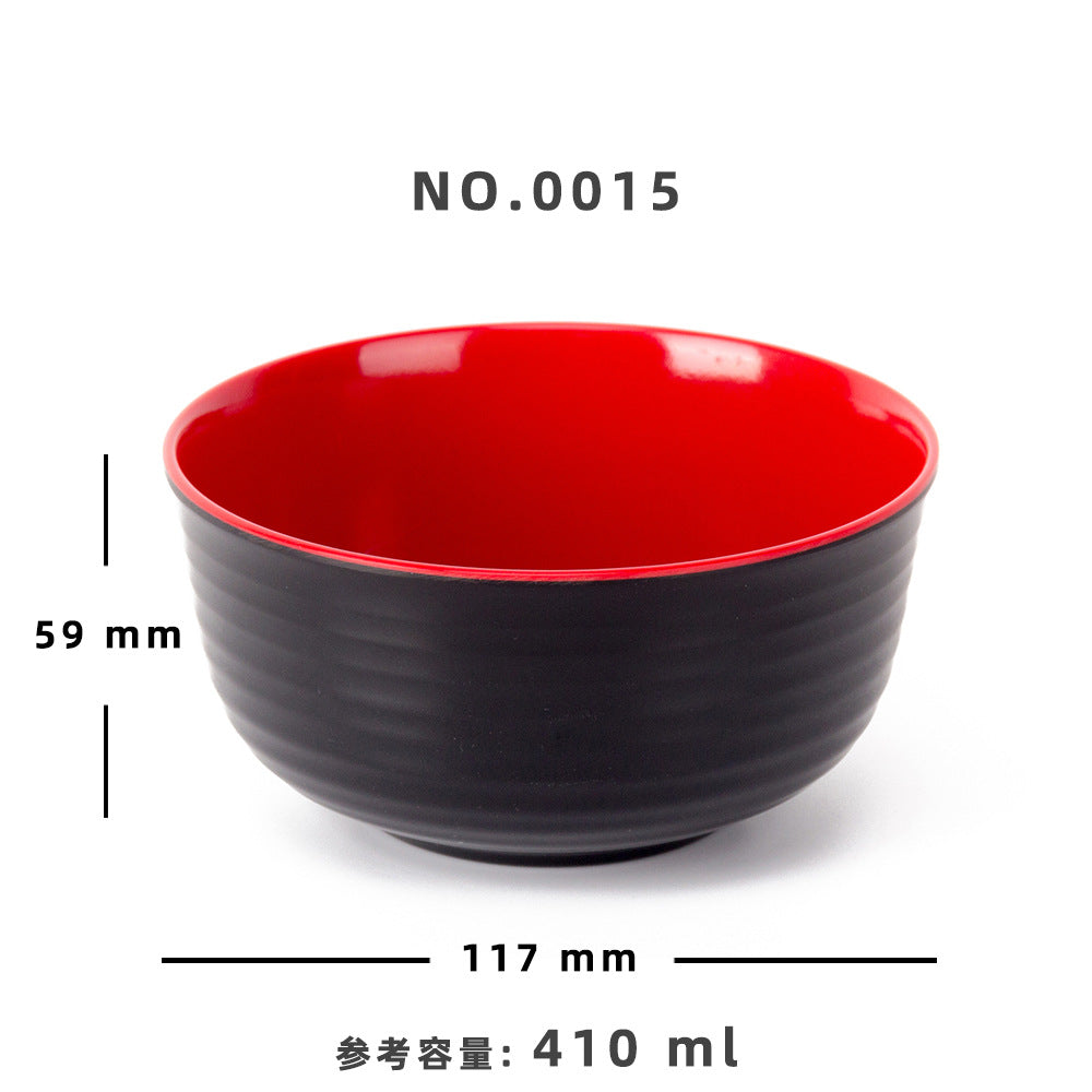 Melamine black and red plastic small bowls, restaurant hot pot seasoning bowls, dipping sauce bowls, canteen rice bowls, breakfast porridge and soup bowls 密胺黑红塑料小碗餐厅饭店火锅调料碗蘸酱碗食堂米饭碗早餐粥汤碗 - 日式餐具 - Zhongshan Star Trade - 0015 117*59mm 410ml