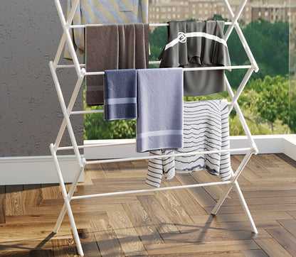 Folding clothes drying rack - Durable and space - saving laundry and towel rack, sturdy hanger for hanging clothes both indoors and outdoors, made of stainless steel 折叠晾衣架 – 耐用、节省空间的洗衣和毛巾架、坚固的衣架，用于在室内和室外悬挂衣服，不锈钢 - 折叠式多功能晾衣架 - Zhongshan Star Trade