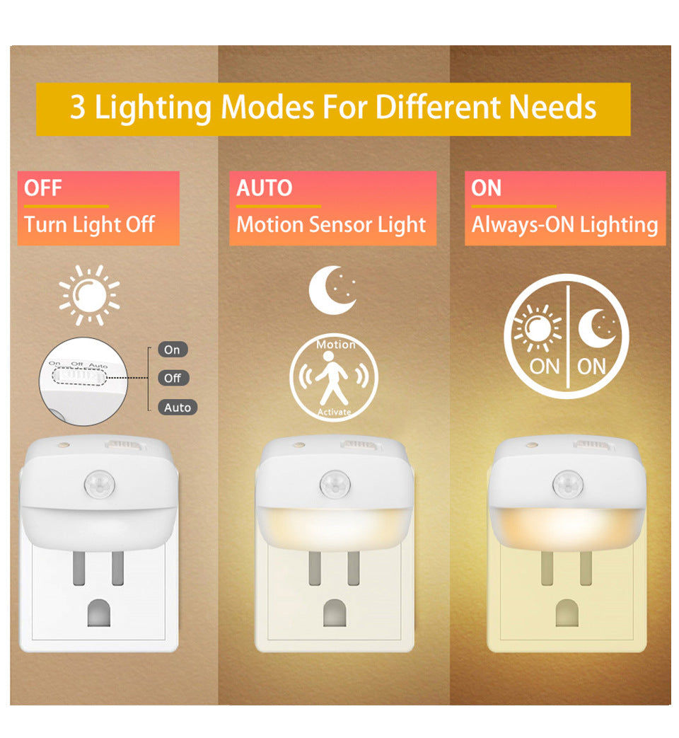 Intelligent human body sensor plug-in night light LED infrared sensor room staircase corridor light PIR night light
