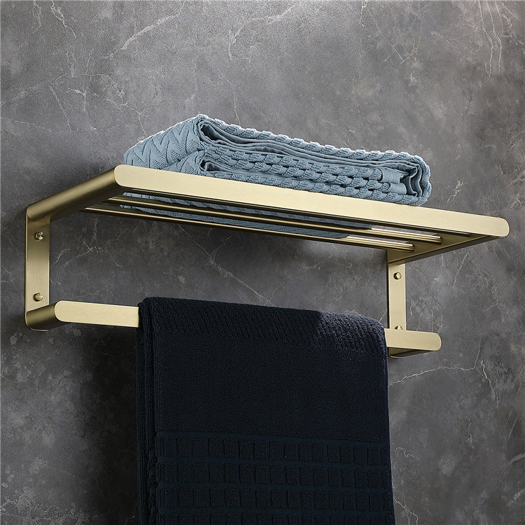 High-end brushed gold stainless steel towel rack and bath towel holder bathroom hardware set bathroom storage rack