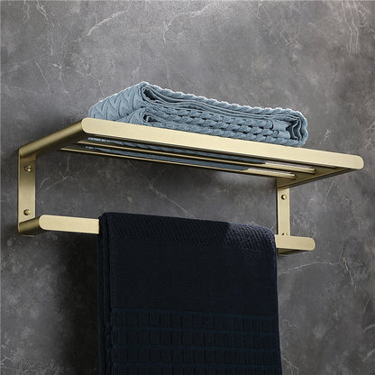 High-end brushed gold stainless steel towel rack and bath towel holder bathroom hardware set bathroom storage rack