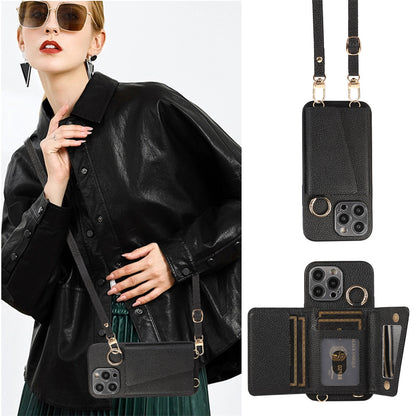 The crossbody lanyard card insert phone case is suitable for the Apple series