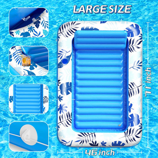 Inflatable Tanning Pool Lounger Float - 4 in 1 Sun Tan Tub Sunbathing Pool Lounge Raft Floatie Toys Water Filled Tanning Bed Mat Pad for Adult Blow Up Kiddie Pool Kids Ball Pit Pool 充气日光浴池躺椅浮动 - 4合1日光浴浴缸日光浴池躺椅筏浮动玩具充气日光浴床垫垫成人充气儿童游泳池儿童球坑池 - 水上玩具 - Zhongshan Star Trade - 蓝色