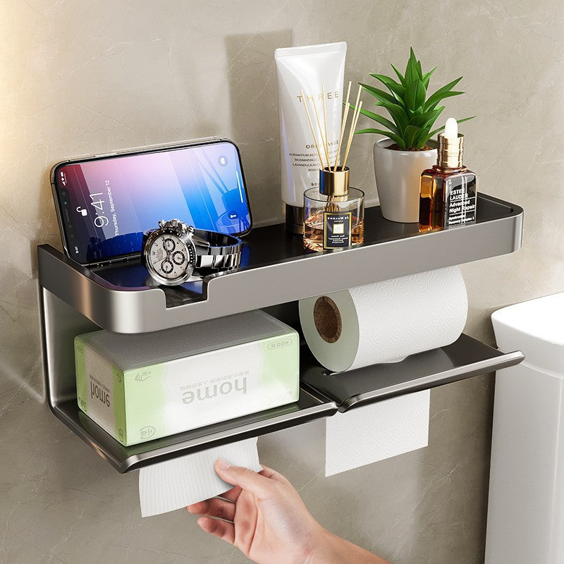 Toilet paper box, toilet tissue box storage rack, tissue paper roll tube placement box, bathroom storage without drilling