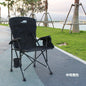Portable camping chair with upholstered seats and backrests with side pockets and cup holders, including handbags, perfect for camping, trailing, fire pits, terraces and more便携式露营椅，带侧袋和杯架的软垫座椅和靠背，包括手提包，非常适合露营、尾随、火坑、露台等 - 户外折叠椅 - Zhongshan Star Trade - Black - 中号 - 实布