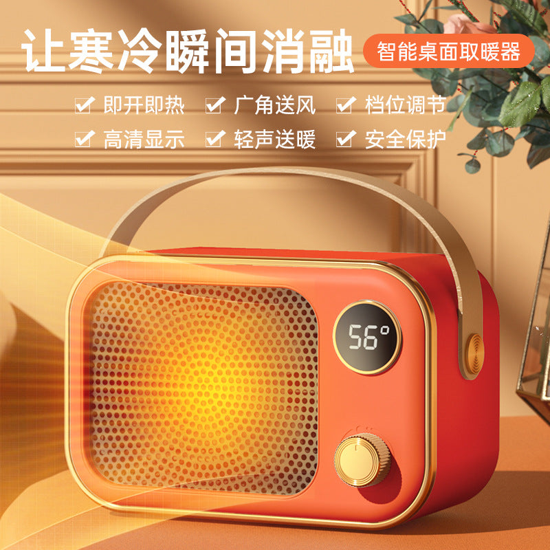 New cross - border warm air blower, high - power heater, ceramic PTC household smart electric heater, portable little sun 新款跨境暖风机大功率取暖器陶瓷PTC家用智能电暖器便捷式小太阳 - Zhongshan Star Trade - 数显暖风机【橙色】1200w - 美规